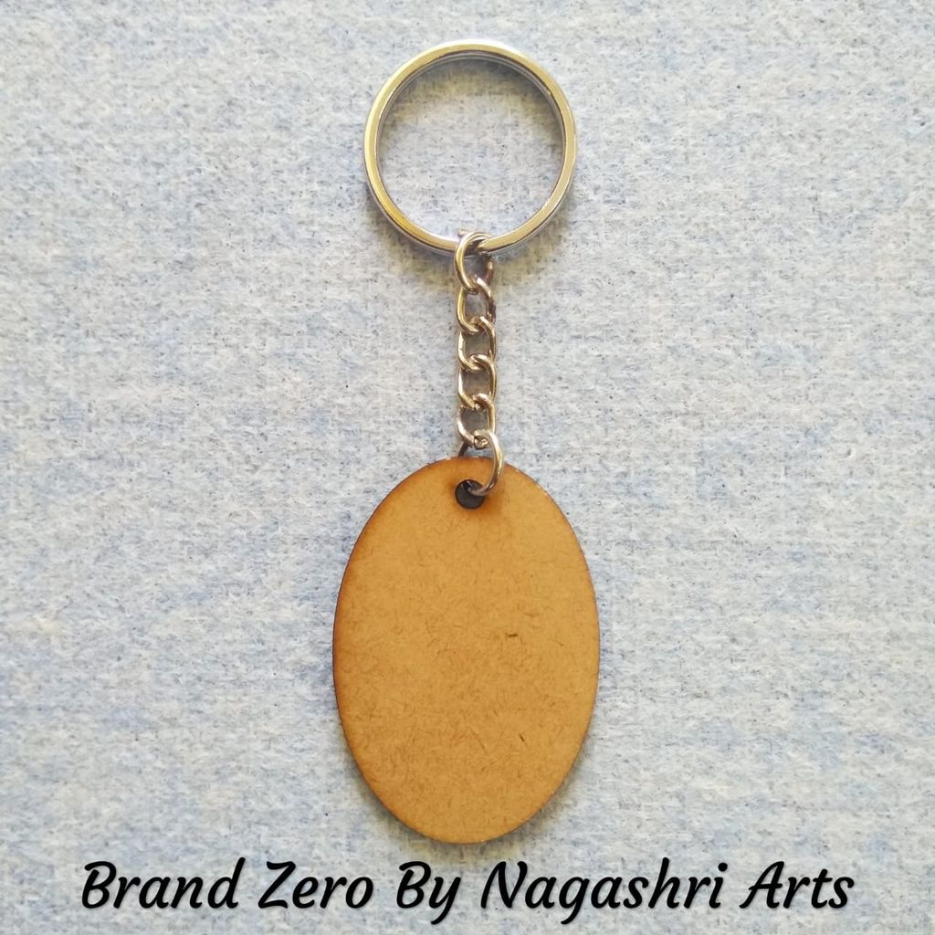 Brand Zero MDF Key Chain Oval Design - Select Your preferred Size & Thickness
