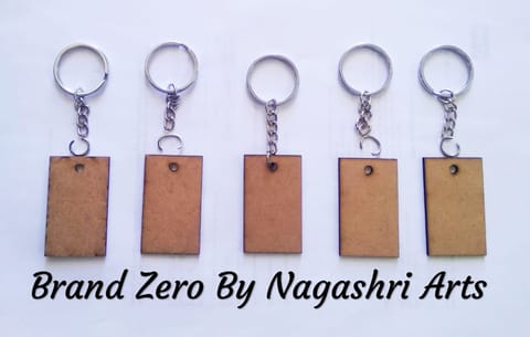 Brand Zero MDF Key Chain Rectangle Design - Combo Of 5 Pcs - Select Your preferred Size & Thickness