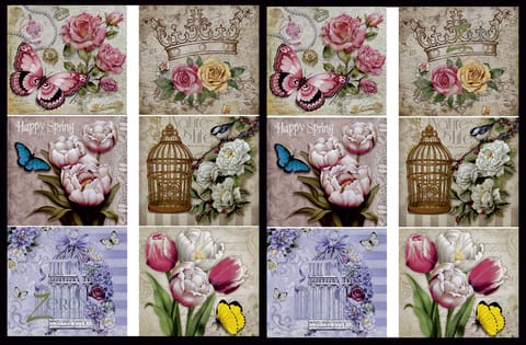 Brand Zero Luxury Speciality Decoupage Paper - Vintage Butterfly Floral Love 1 Tiles