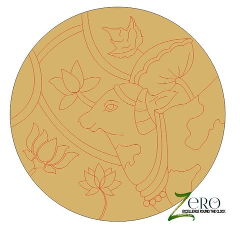 Brand Zero Pre Marked MDF Base - Pichwai Cow Desing1 - Select Your Preference Of Size & Thickness