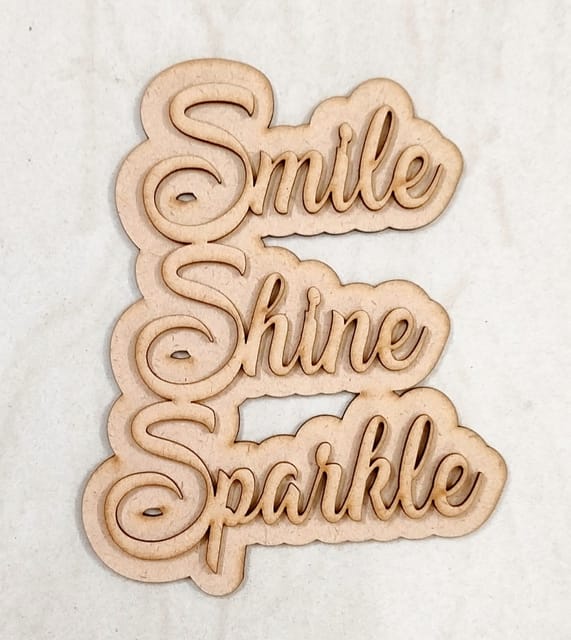Brand Zero MDF Double Layered Quotes Fridge Magnet Design - Smile Shine Sparkle