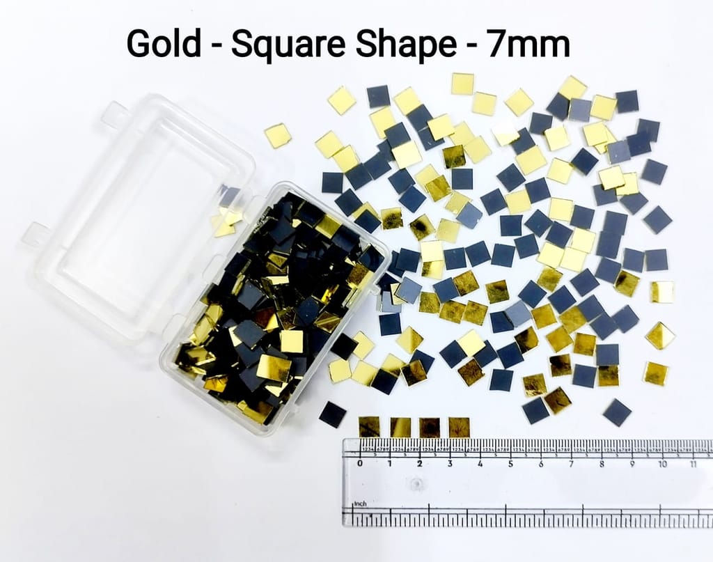 Gold Mirror Cutouts for Lippan Art - Square Shape - 7mm - Select Your Quantity