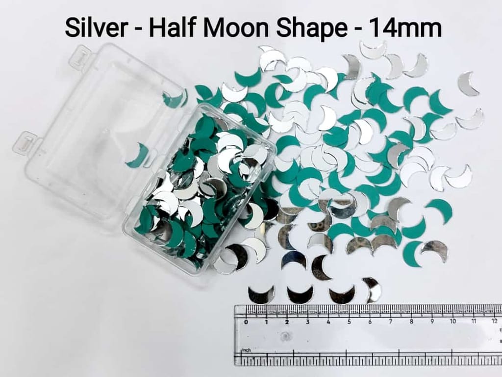 Silver Mirror Cutouts for Lippan Art - Half Moon Shape - 14mm - Select Your Quantity