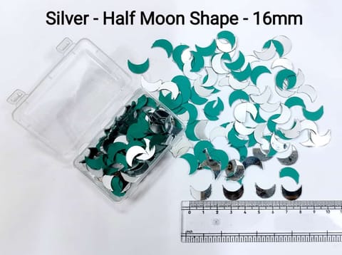Silver Mirror Cutouts for Lippan Art - Half Moon Shape - 16mm - Select Your Quantity