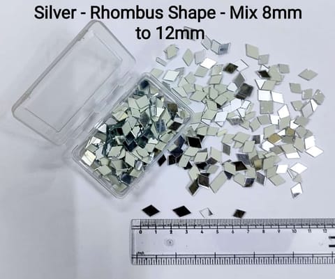 Silver Mirror Cutouts for Lippan Art - Rhombus Shape - Mix Size 8mm To 12mm - Select Your Quantity