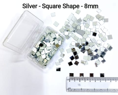 Silver Mirror Cutouts for Lippan Art - Square Shape - 8mm - Select Your Quantity