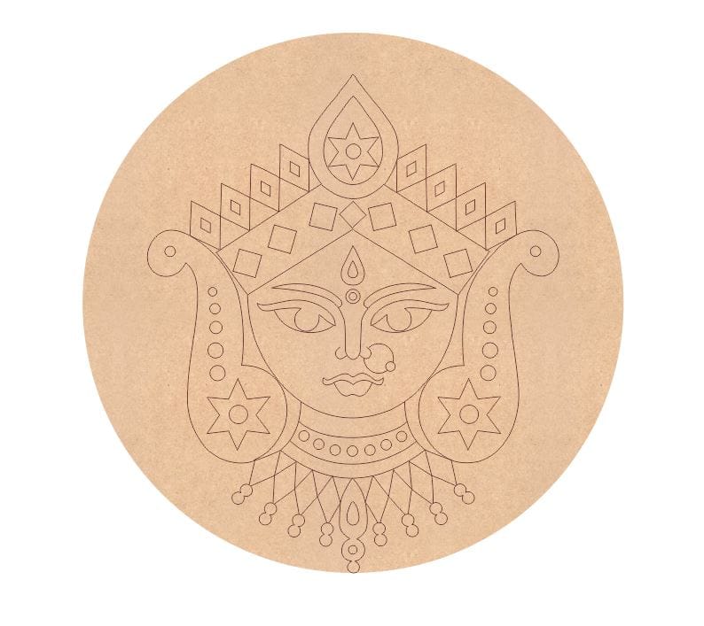 Brand Zero Pre Marked MDF Base - Devi Maa Design 1 - Select Your Preference Of Size & Thickness