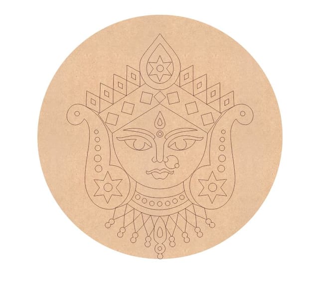 Brand Zero Pre Marked MDF Base - Devi Maa Design 1 - Select Your Preference Of Size & Thickness