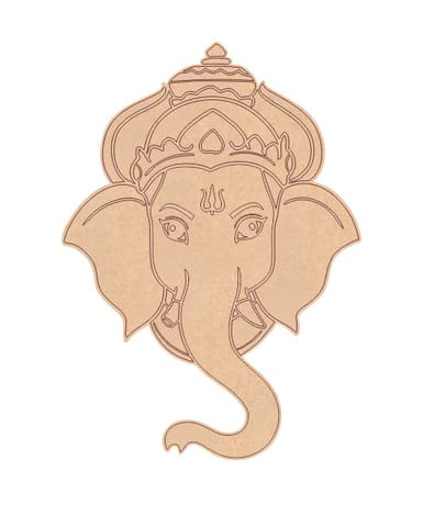 Brand Zero Pre Marked MDF Base - Ganesha Face Design 1 - Select Your Preference Of Size & Thickness