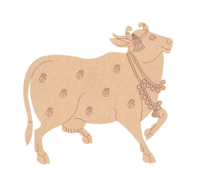 Brand Zero Pre Marked MDF Base - Pichwai Cow Right Facing Design 1 - Select Your Preference Of Size & Thickness