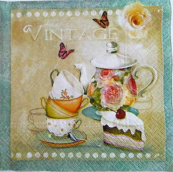Decoupage Napkin / Tissue papers - 33cm by 33cm - Tea Lovers