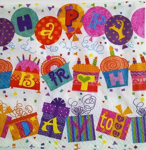 Decoupage Napkin / Tissue papers - Happy B'day
