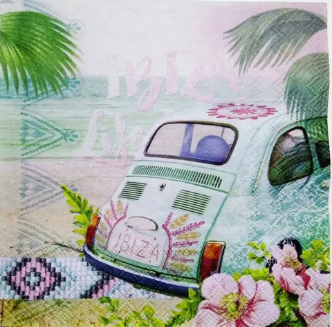 Decoupage Napkin / Tissue papers - Car on the beach