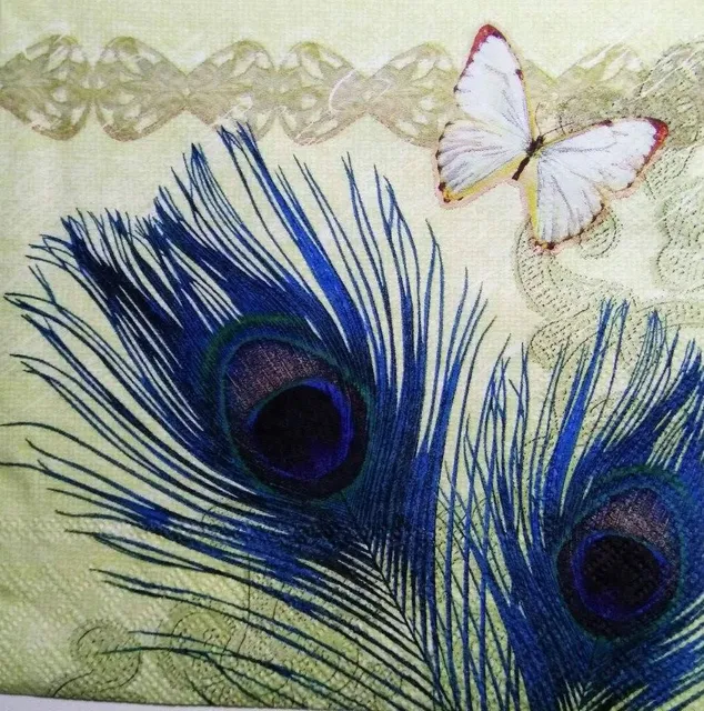 Decoupage Napkin / Tissue papers -  33cm by 33cm - Feathers
