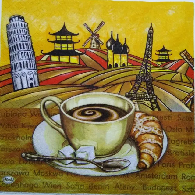 Decoupage Napkin / Tissue papers - 33cm by 33cm - Coffee Addiction