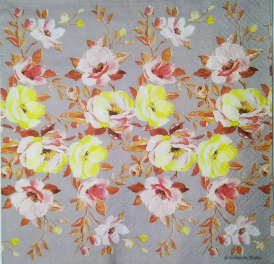 Decoupage Napkin / Tissue papers - 33cm by 33cm - Rosa