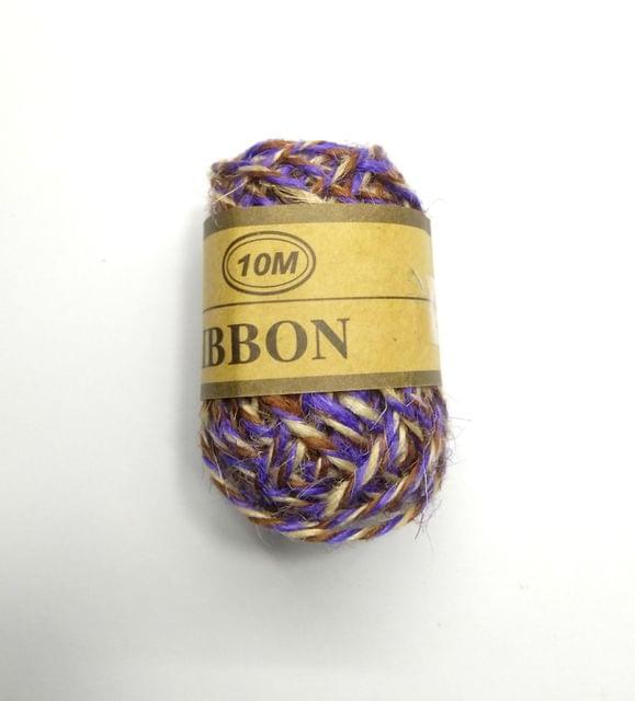 Tricolor Jute Twine String 10 Meter Roll - Natural Purple Brown 3 Ply - 2mm Diameter