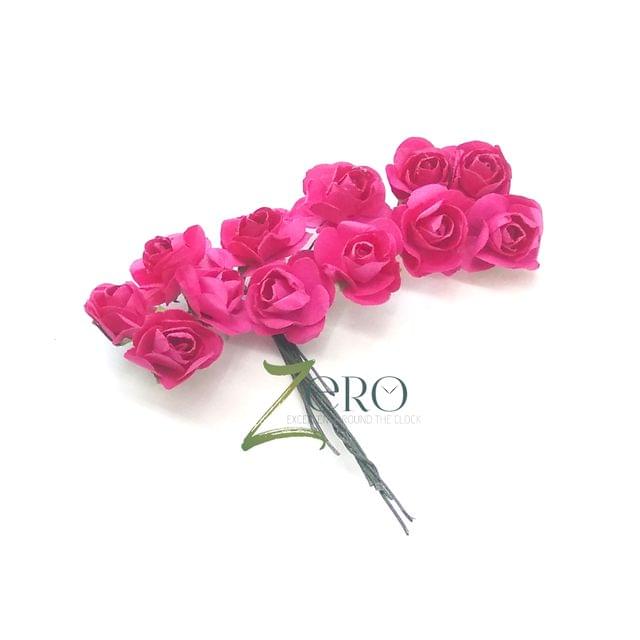 Bunch of 12 Pcs Hand Made Paper Flower - Pink Color