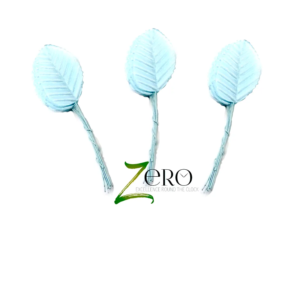 Bunch of 30 Pcs Hand Made Fabric Leaves - Light Blue Color