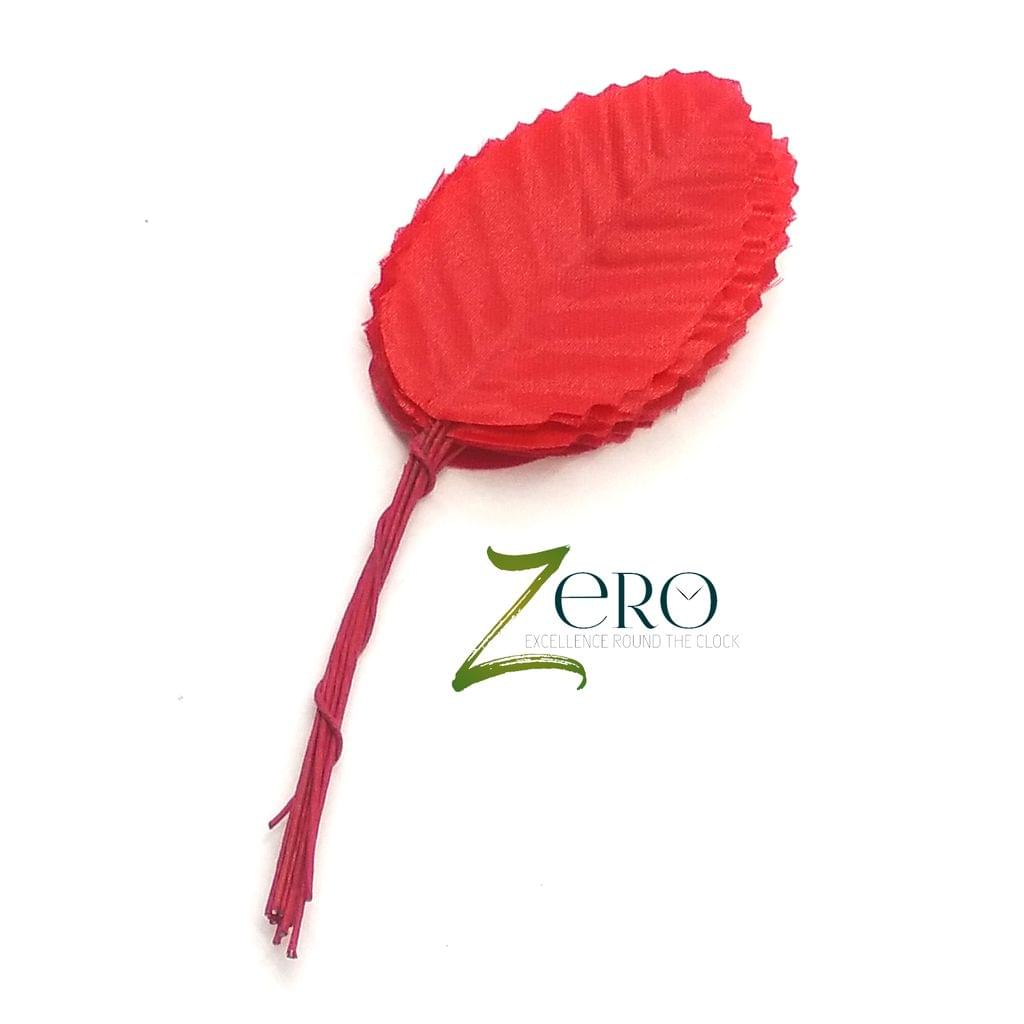 Bunch of 10 Pcs Hand Made Fabric Leaves - Red Color