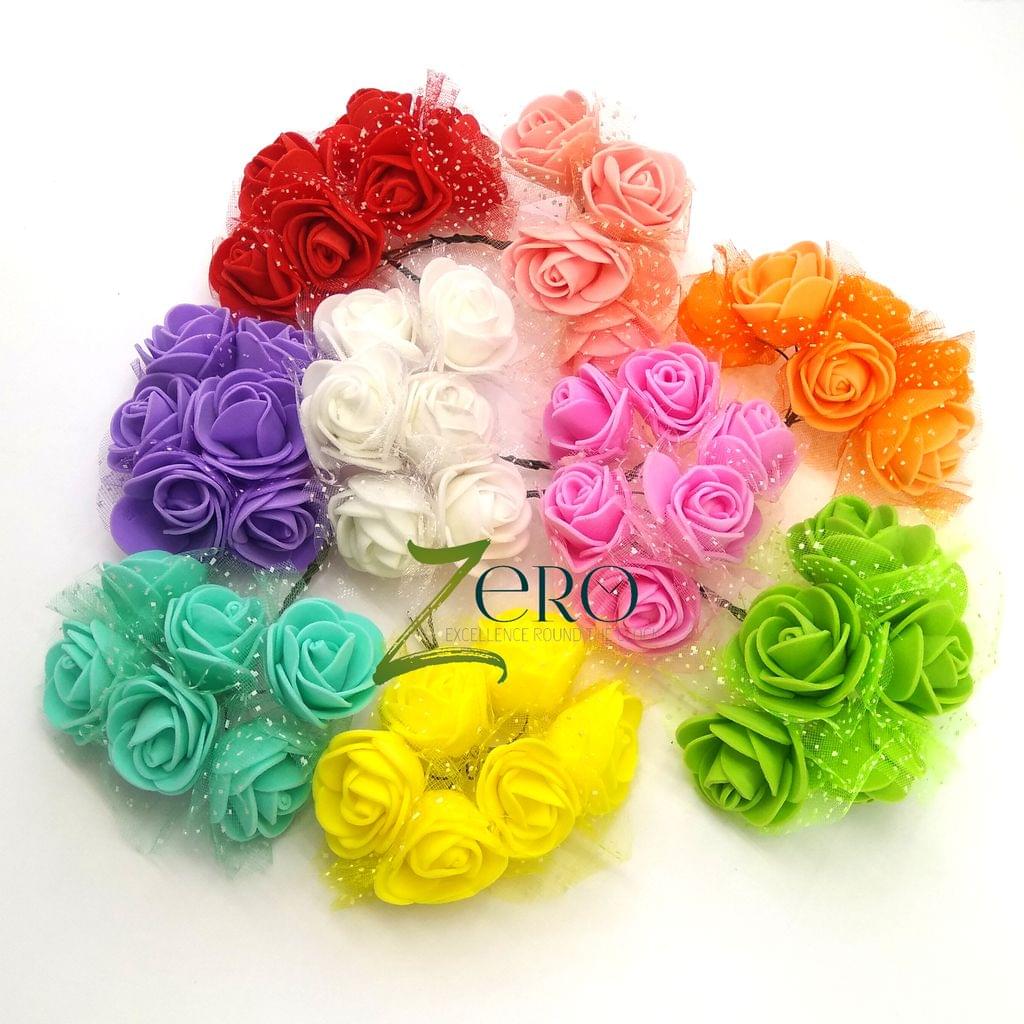 Bunch of 48 Pcs Hand Made Foam Flower Big - 6 Pcs Each in 8 Assorted Color