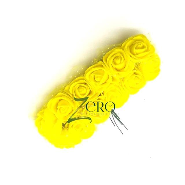Bunch of 12 Pcs Hand Made Foam Flower Small - Yellow Color
