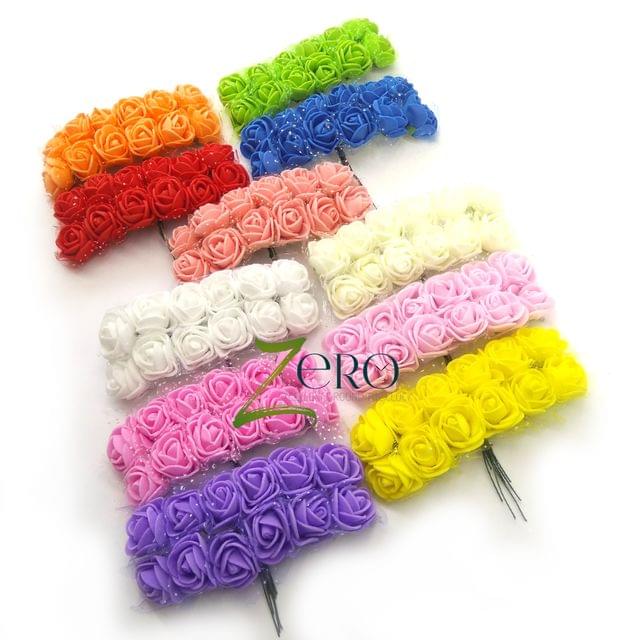 Bunch of 132 Pcs Hand Made Foam Flower Small - 12 Pcs Each in 11 Assorted Colors