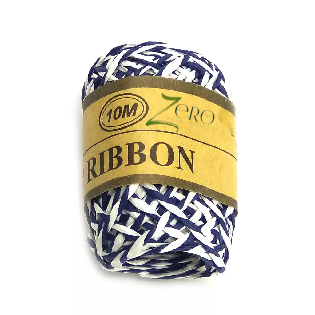 Double Color Paper Twine String 10 Meter Roll - Prussian Blue White 2 Ply - 2mm Diameter