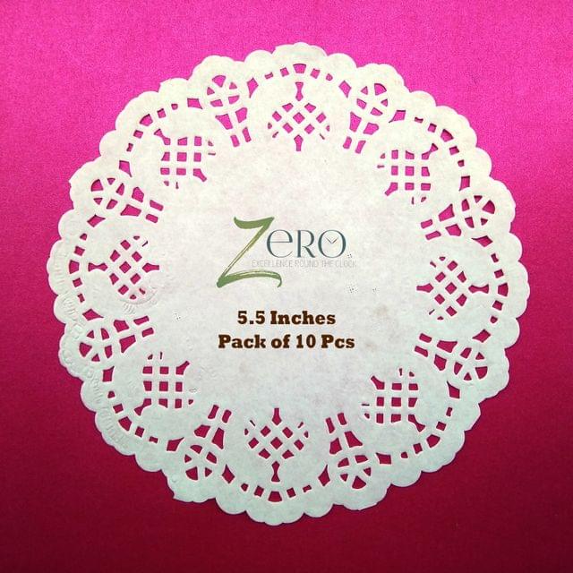 Brand Zero Paper Lace Dolly 5.5 Inches White Color - Pack of 10 Pcs