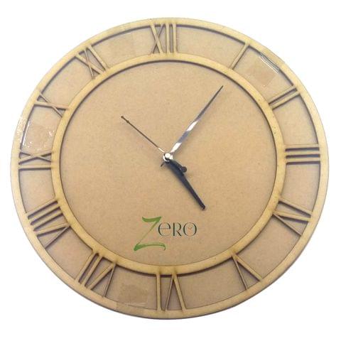 Brand Zero MDF Circular Clock With Roman Numbers - 12 Inches Diameter With 4 mm Base