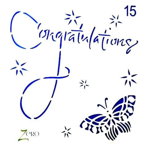 Imported Stencils- 5"*5"- Congratulations And Butterfly Background