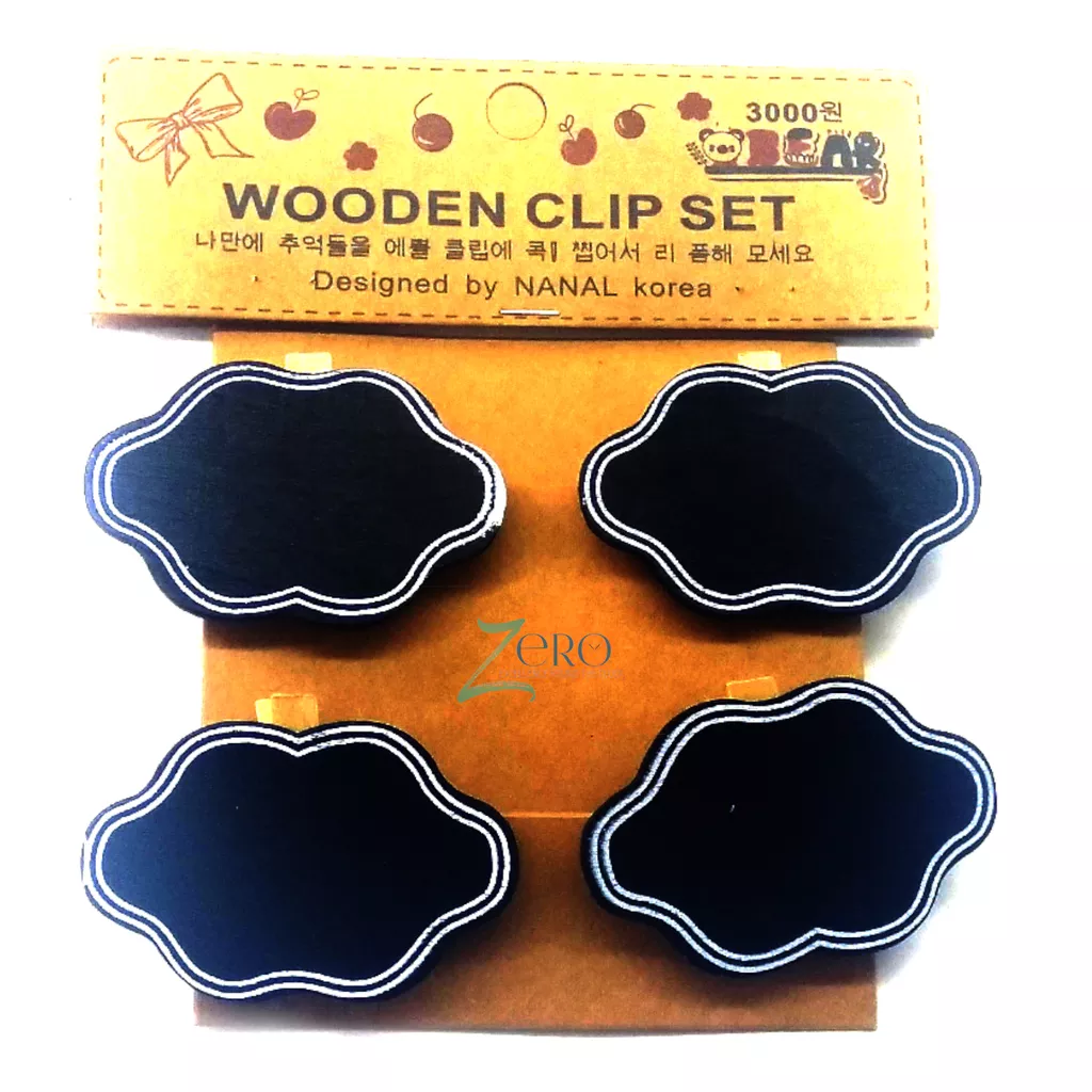 Mini Black Board Wooden Clips - Dream Designer Shape - 4 Pcs Set