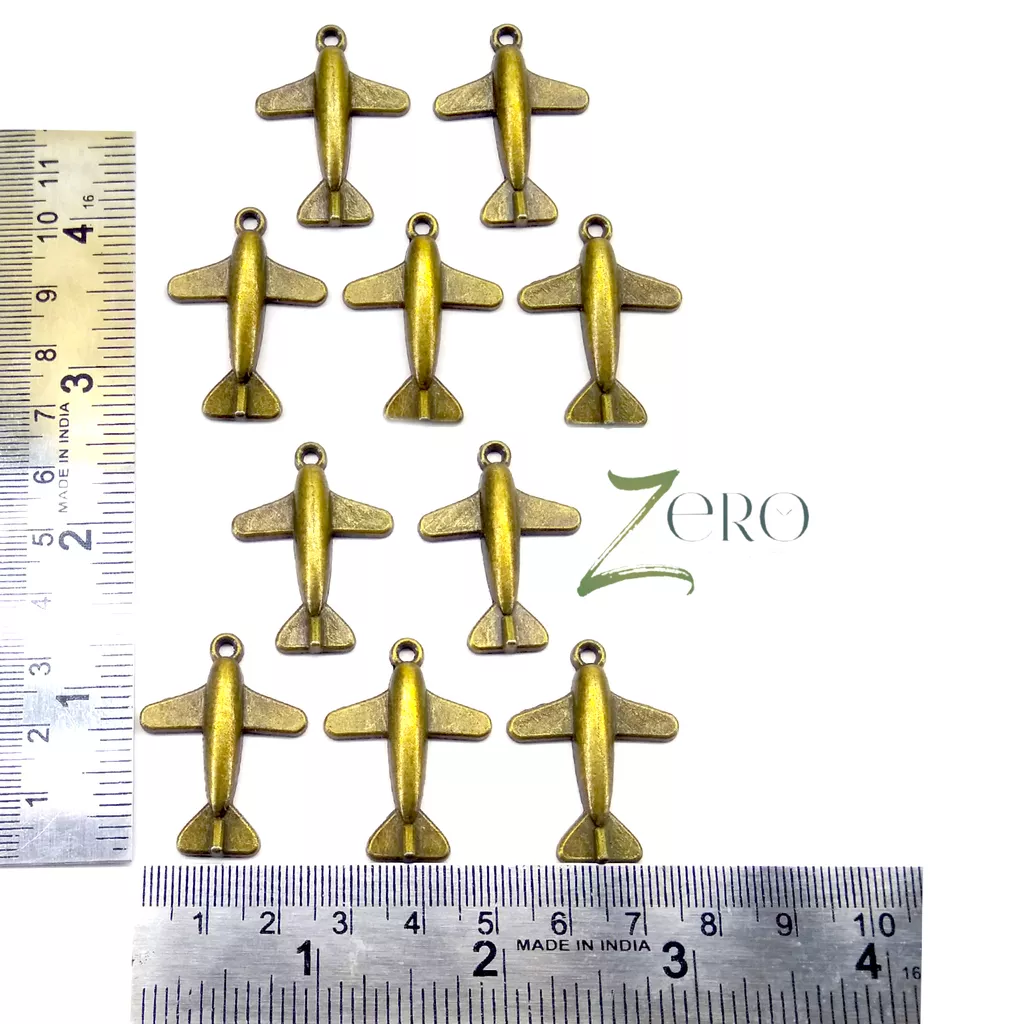 Brand Zero Vintage Metal Charms - Airplane - Pack of 10 Pcs - 32mm*25mm*3mm