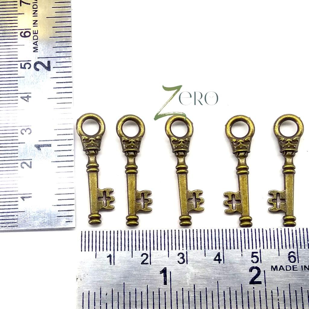 Brand Zero Vintage Metal Charms - Key Design 2 - Pack of 5 Pcs - 32mm*10mm*2mm