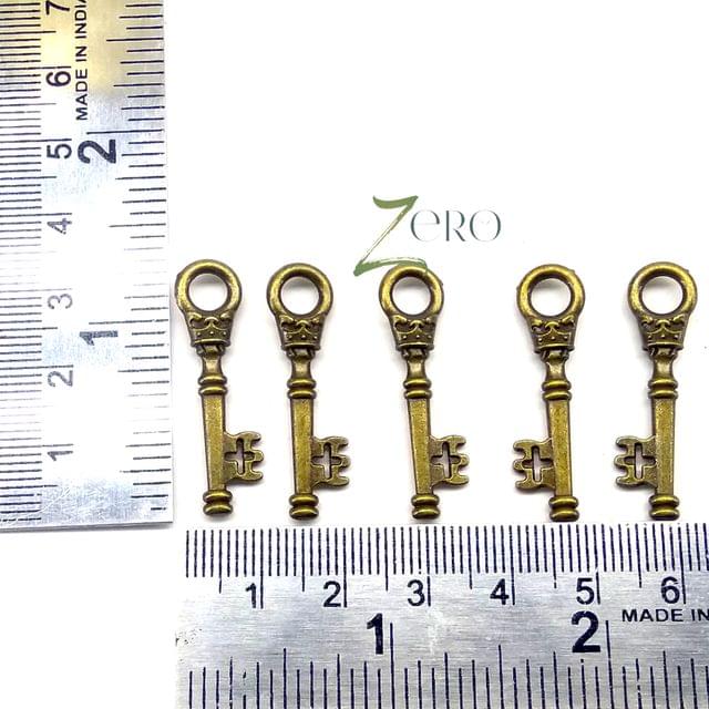 Brand Zero Vintage Metal Charms - Key Design 2 - Pack of 5 Pcs - 32mm*10mm*2mm