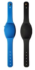 SaniFlex Hand Band Adjustable Sanitizer, Refillable Wristband for All Age Group (Dispenser) Pack of 2 (Black & Blue color)