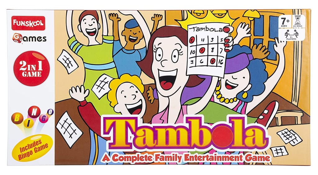 Funskool Games - Tambola 2 in 1 Game, A Complete Family Entertainment Game, Re-usable Tickets, 2+ Players, 7 & Above