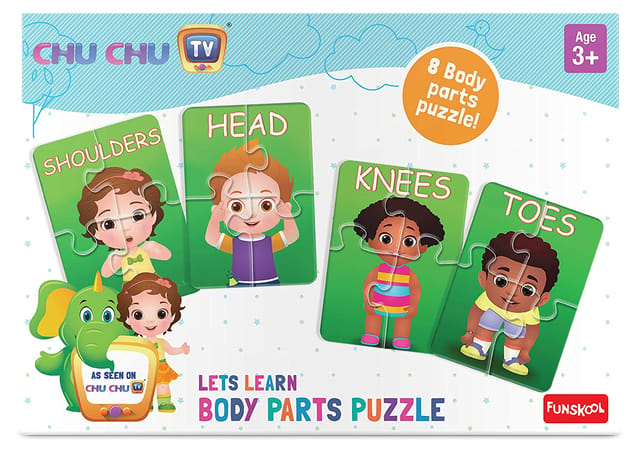 Funskool-Chu Chu Body Parts,Educational,4x8 Pieces,Puzzle,for 3 Year Old Kids and Above,Toy