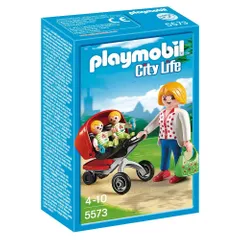 Playmobil Mother With Twin Stroller, Multi Color