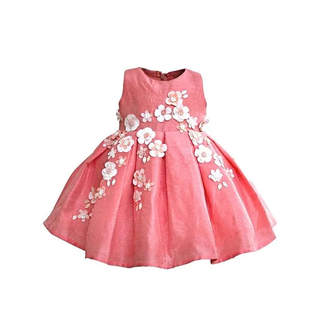 Peach 3D Flower Dress