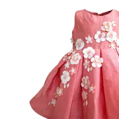 Peach 3D Flower Dress