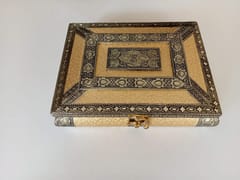 Wooden casket with metallic ornate for keeping mouth refreshers, ideal for Diwali or other festive season