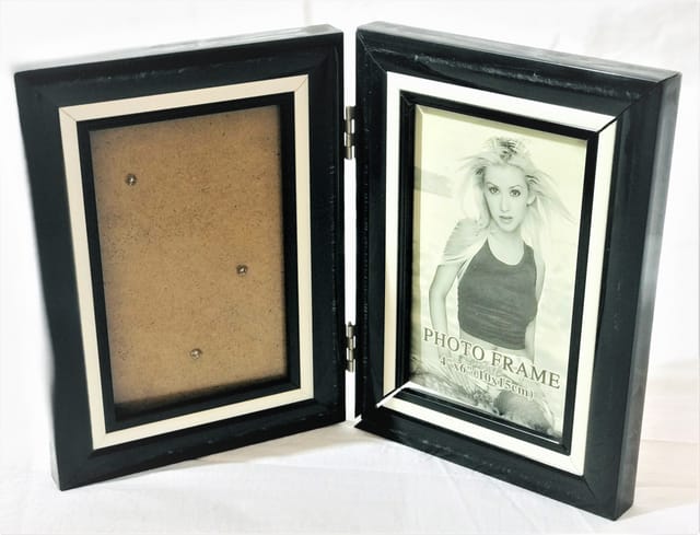 Double Picture Folding Photo Frame For Table, Home Decor Vertical Hinged 2 Photos