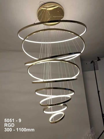 Modern Duplex Round Rings LED Chandelier – Luxurious Multi-Level Hanging Light