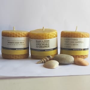 WISH Inspirational Series Pure Beeswax Candle (Pack of 3)