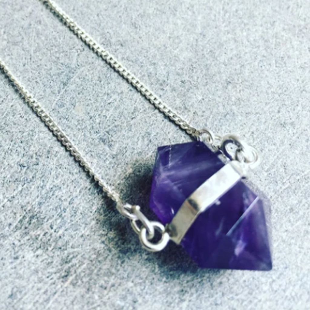 Double Terminated Amethyst Pendant in Silver