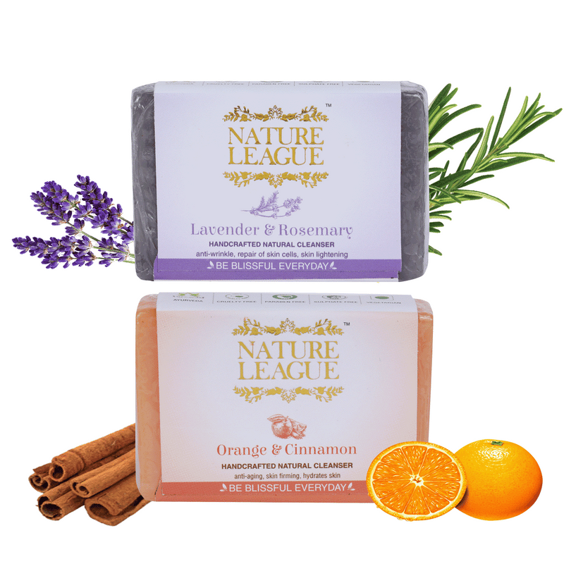 Lavender & Rosemary with Orange & Cinnamon Soap Combo - Natural Handcrafted Soap, 210 gms