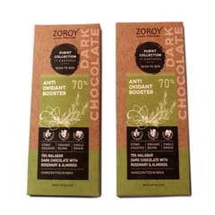 70% Organic Dark chocolate, Anti Oxidant Booster bar with Almonds and Rosemary - 116 gms, (Set of 2)
