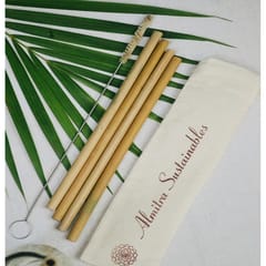 Reusable Bamboo Straws (Pack of 4 with Cleaner)