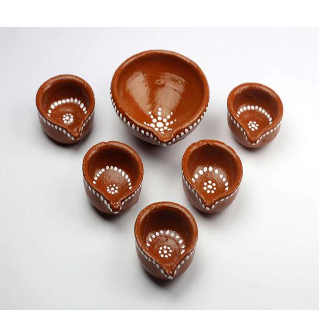 Hand Painted Earthenware Diyas (Pack of 5)